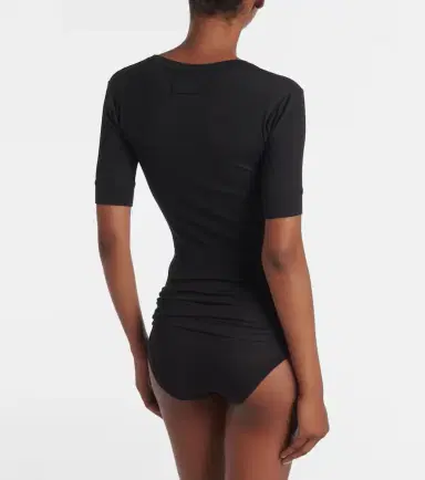 Calvin Klein Collection Ribbed-knit cotton-blend top | Thumbnail 3