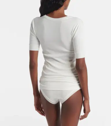 Calvin Klein Collection Ribbed-knit cotton-blend top | Thumbnail 2