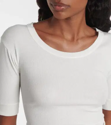 Calvin Klein Collection Ribbed-knit cotton-blend top | Thumbnail 4