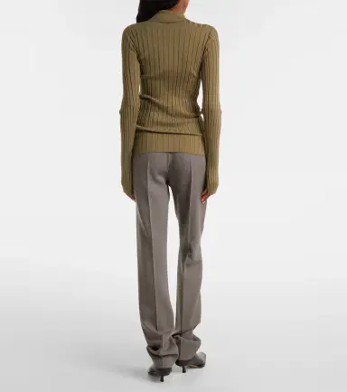 Calvin Klein Collection Ribbed-knit wool polo shirt | Thumbnail 2