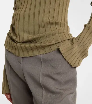 Calvin Klein Collection Ribbed-knit wool polo shirt | Thumbnail 3