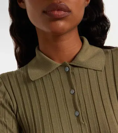 Calvin Klein Collection Ribbed-knit wool polo shirt | Thumbnail 4