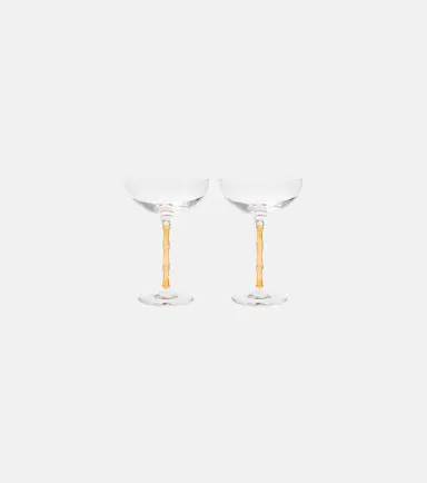 La DoubleJ Bamboo set of 2 crystal champagne coupes | Thumbnail 1