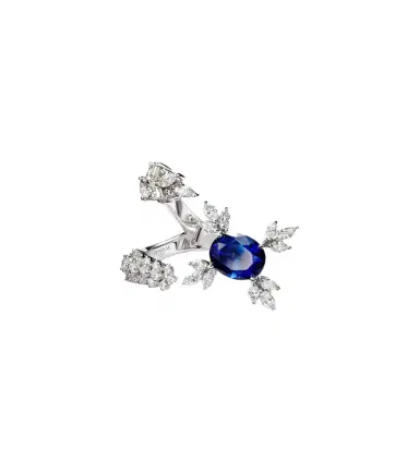 YEPREM Reign Supreme 18kt white gold ring with diamonds and sapphire | Thumbnail 1
