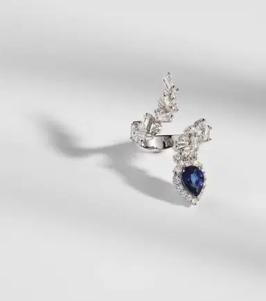YEPREM Reign Supreme 18kt white gold ring with diamonds and sapphire | Thumbnail 5 YEPREM Reign Supreme 18kt white gold ring with diamonds and sapphire | Thumbnail 5