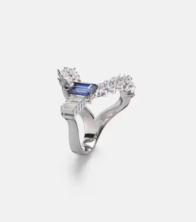 YEPREM Reign Supreme 18kt white gold ring with sapphire and diamonds | Thumbnail 4