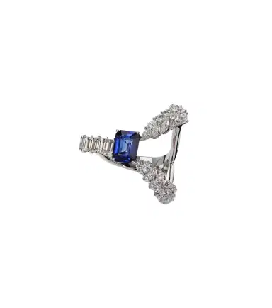 YEPREM Reign Supreme 18kt white gold ring with sapphire and diamonds | Thumbnail 1