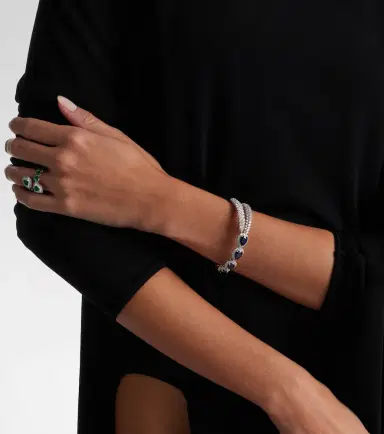YEPREM Reign Supreme 18kt white gold cuff bracelet with diamonds and sapphires | Thumbnail 3
