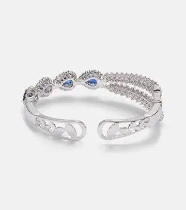 YEPREM Reign Supreme 18kt white gold cuff bracelet with diamonds and sapphires | Thumbnail 4