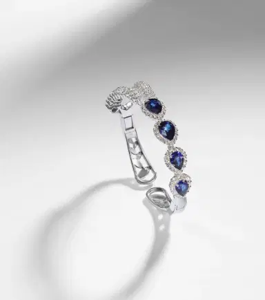 YEPREM Reign Supreme 18kt white gold cuff bracelet with diamonds and sapphires | Thumbnail 5