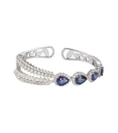 YEPREM Reign Supreme 18kt white gold cuff bracelet with diamonds and sapphires | Thumbnail 1