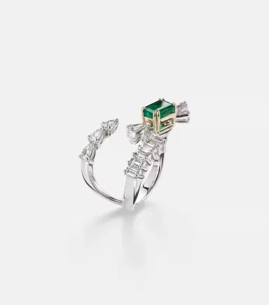 YEPREM Reign Supreme 18kt white gold ring with diamonds and emerald | Thumbnail 2 YEPREM Reign Supreme 18kt white gold ring with diamonds and emerald | Thumbnail 2