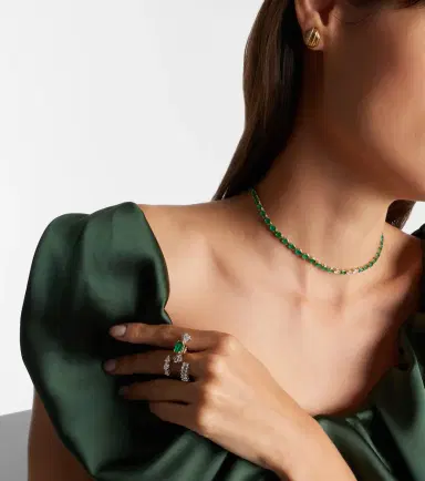 YEPREM Reign Supreme 18kt white gold ring with diamonds and emerald | Thumbnail 3 YEPREM Reign Supreme 18kt white gold ring with diamonds and emerald | Thumbnail 3