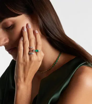 YEPREM Reign Supreme 18kt white gold ring with diamonds and emerald | Thumbnail 4 YEPREM Reign Supreme 18kt white gold ring with diamonds and emerald | Thumbnail 4