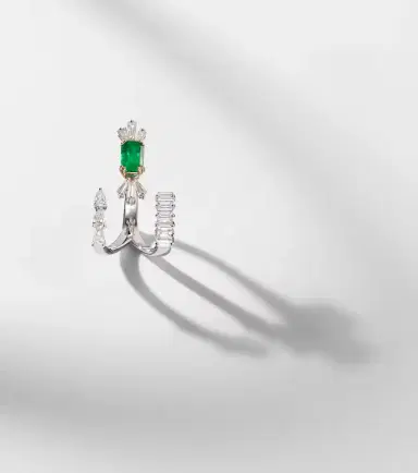 YEPREM Reign Supreme 18kt white gold ring with diamonds and emerald | Thumbnail 5 YEPREM Reign Supreme 18kt white gold ring with diamonds and emerald | Thumbnail 5