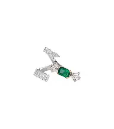 YEPREM Reign Supreme 18kt white gold ring with diamonds and emerald | Thumbnail 1 YEPREM Reign Supreme 18kt white gold ring with diamonds and emerald | Thumbnail 1