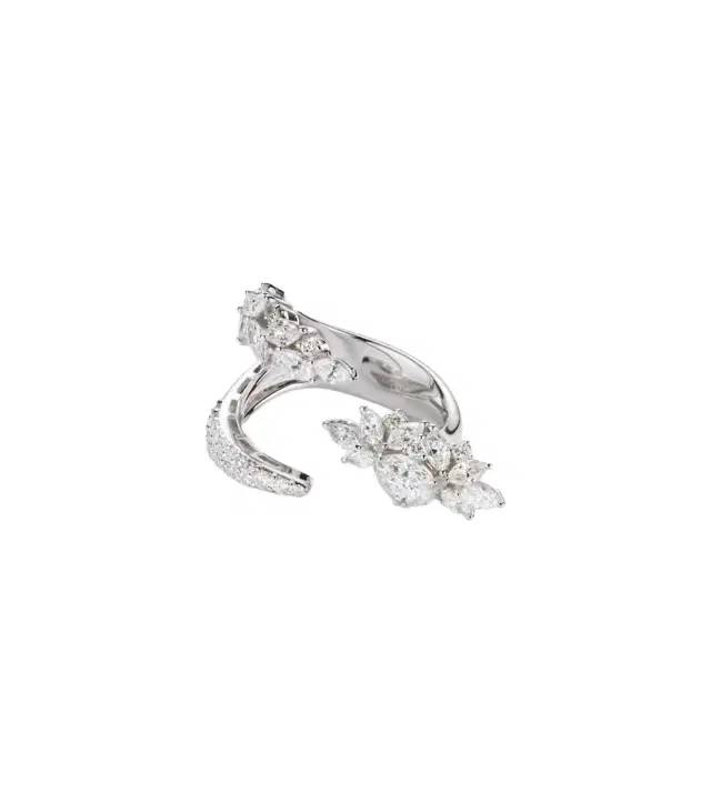 Yeprem Y-Not 18kt white gold ring with diamonds