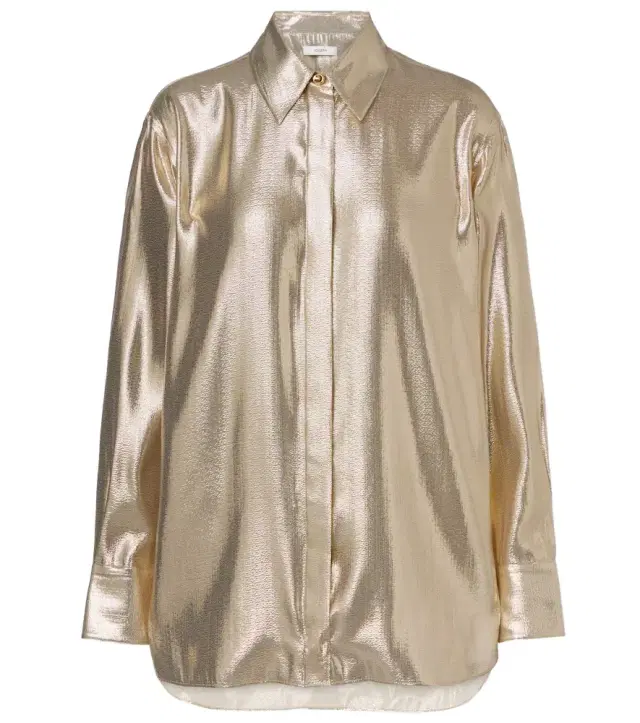 Joseph Capri silk-blend lamé blouse