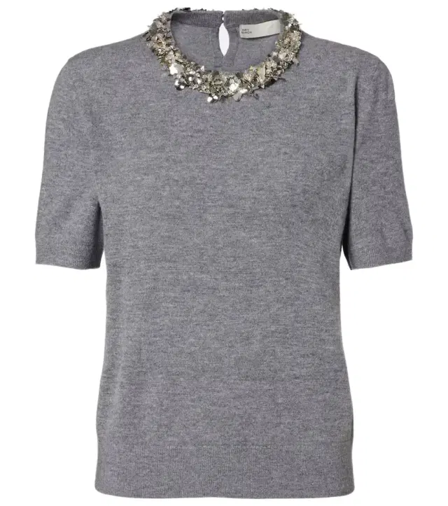 Embellished wool and cashmere top
