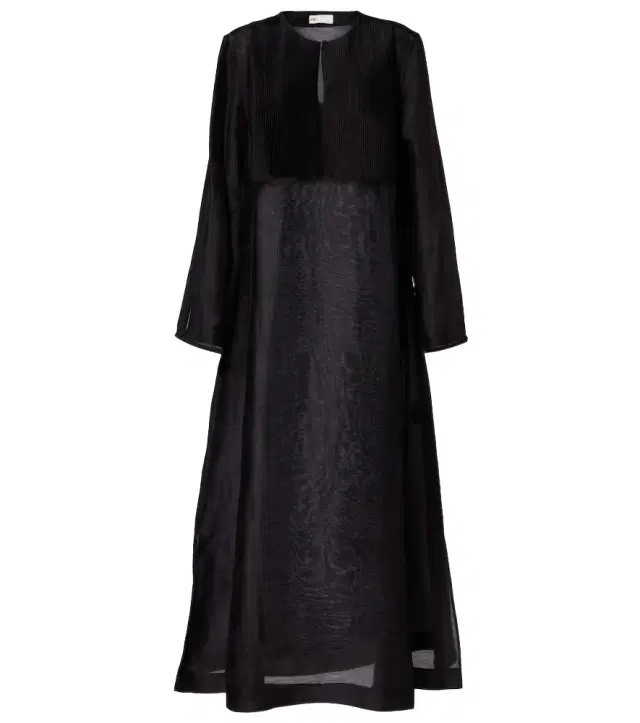 Pleated linen and silk kaftan