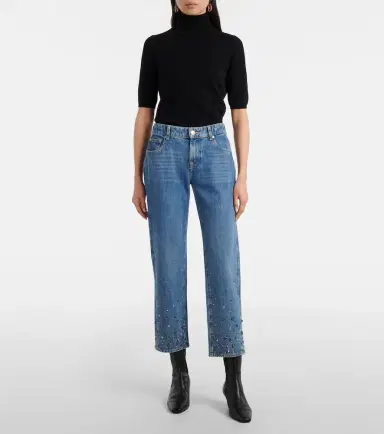 7 For All Mankind Calie embellished cropped straight jeans | Thumbnail 3