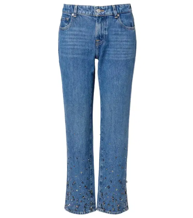 Calie embellished cropped straight jeans