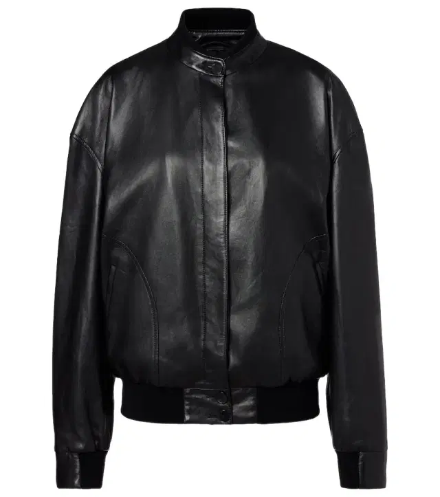 The Row Eleonora leather bomber jacket