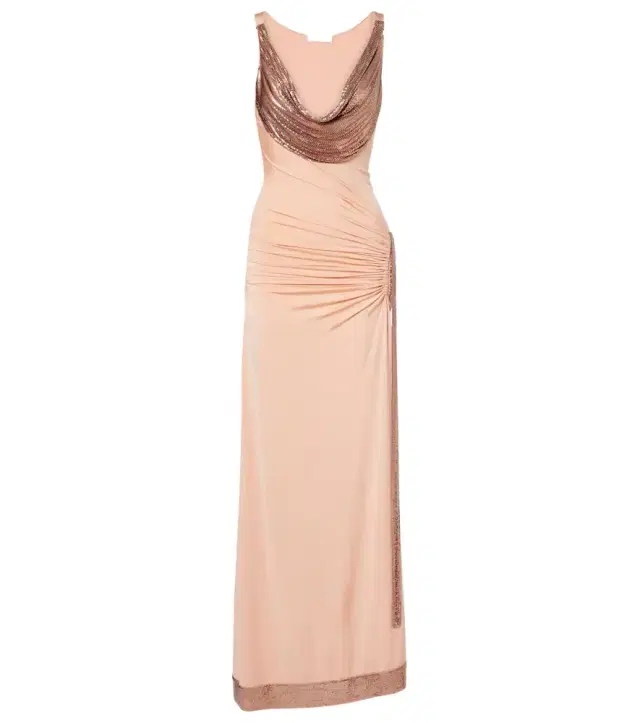 Rabanne Chainmail satin gathered gown