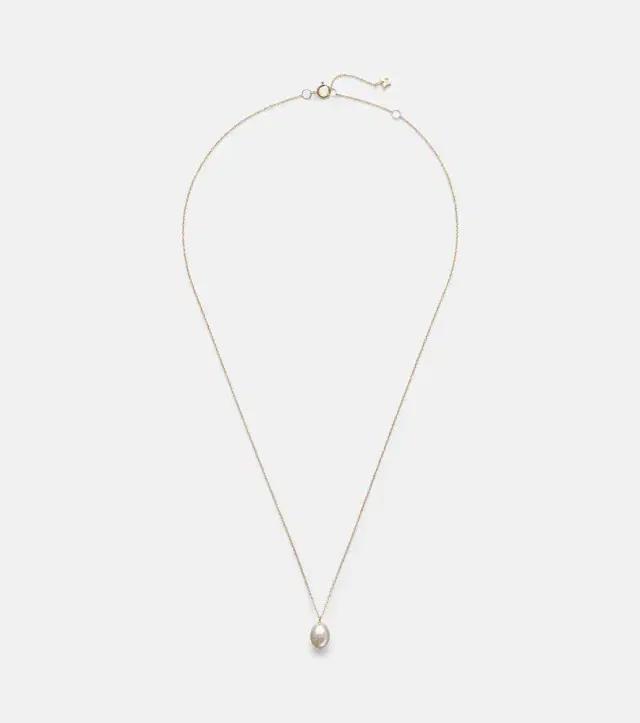 Mateo 14kt gold pendant necklace with pearl and diamond