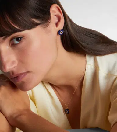 Mateo 14kt gold earrings with lapis lazuli and diamonds | Thumbnail 2