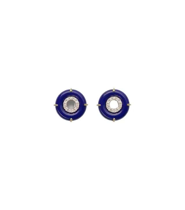 Mateo 14kt gold earrings with lapis lazuli and diamonds