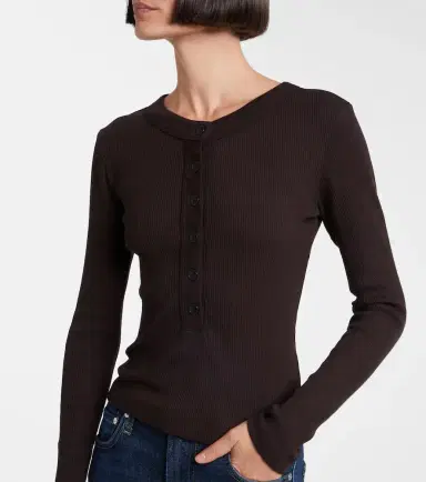 Citizens of Humanity Varra ribbed-knit jersey Henley shirt | Thumbnail 4