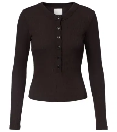 Citizens of Humanity Varra ribbed-knit jersey Henley shirt | Thumbnail 1
