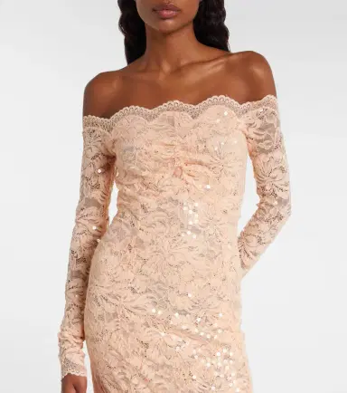 Rabanne Sequined off-shoulder lace midi dress | Thumbnail 5