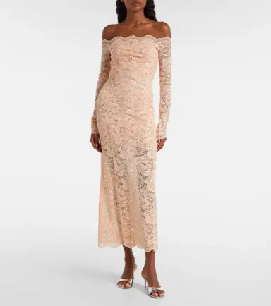 Rabanne Sequined off-shoulder lace midi dress | Thumbnail 7