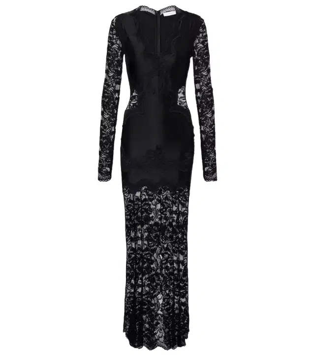 Rabanne Lace-trimmed jersey maxi dress