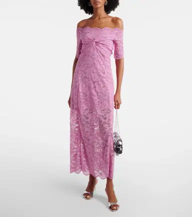 Rabanne Off-shoulder lace midi dress | Thumbnail 4