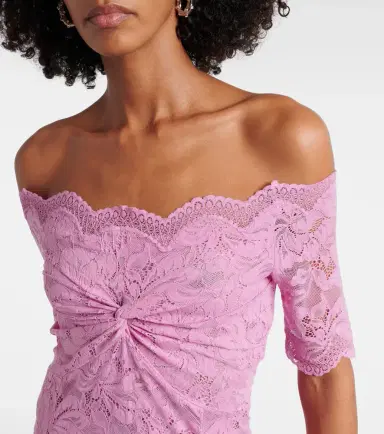 Rabanne Off-shoulder lace midi dress | Thumbnail 6