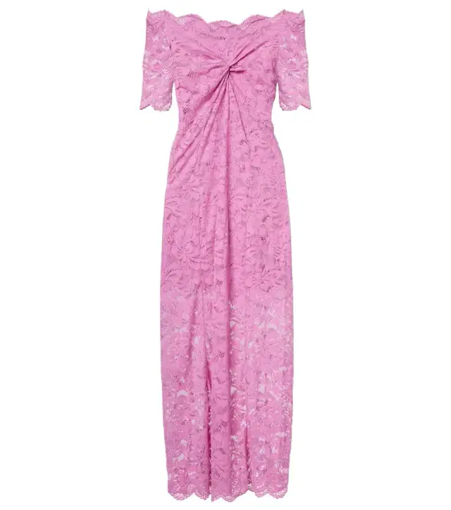 Rabanne Off-shoulder lace midi dress