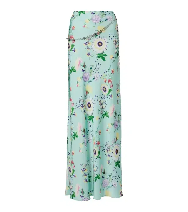 Rabanne Chain-detail floral satin maxi skirt