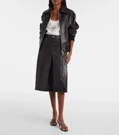 Rabanne Pleated croc-effect leather midi skirt | Thumbnail 3 Rabanne Pleated croc-effect leather midi skirt | Thumbnail 3