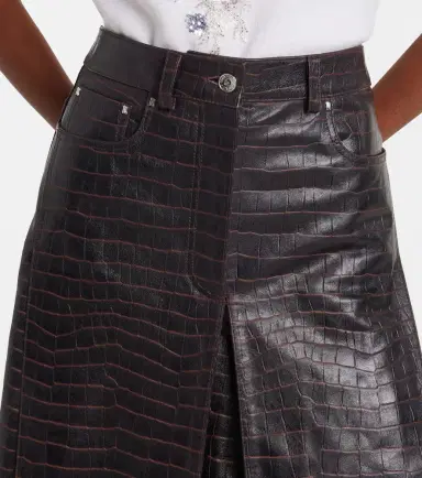 Rabanne Pleated croc-effect leather midi skirt | Thumbnail 4 Rabanne Pleated croc-effect leather midi skirt | Thumbnail 4