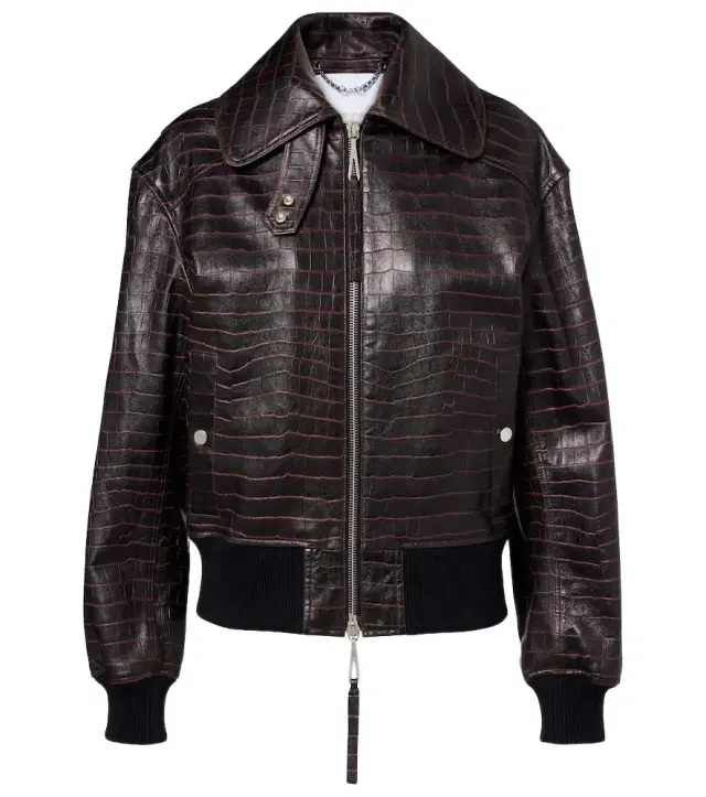 Rabanne Croc-effect leather blouson jacket