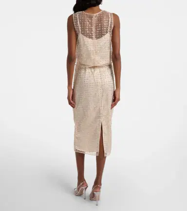 Staud Ciara beaded sheer tulle midi skirt | Thumbnail 3