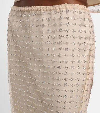 Staud Ciara beaded sheer tulle midi skirt | Thumbnail 4