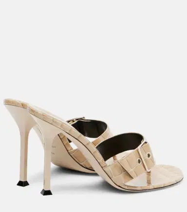 CHRISTEN Helix 95 croc-effect patent leather mules | Thumbnail 3