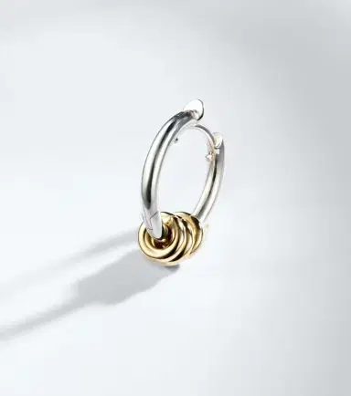 Spinelli Kilcollin Nevine Max sterling silver and 18kt gold single hoop earring | Thumbnail 4