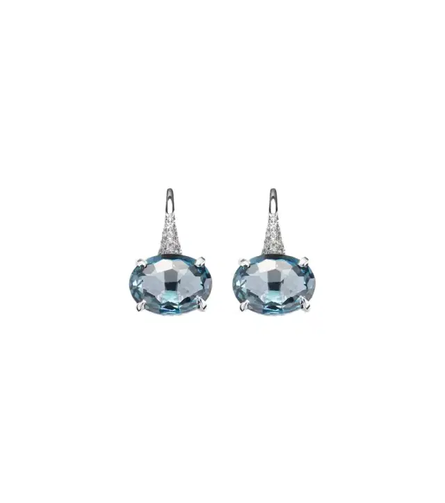 18kt white gold drop earrings with diamonds and topaz