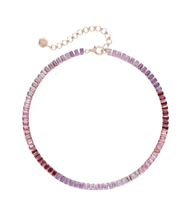 Shay Jewelry Ombre Eternity 18kt rose gold necklace with sapphires