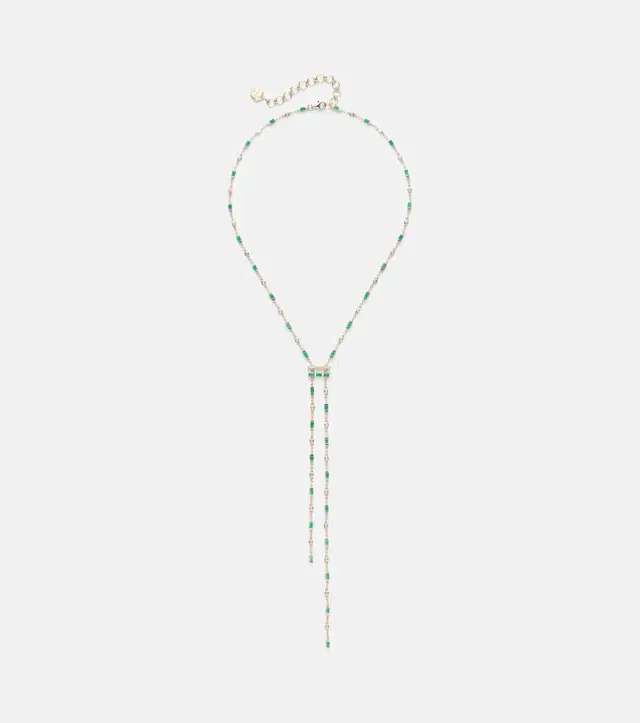 Shay Jewelry Cascade Y 18kt gold necklace with emeralds and diamonds